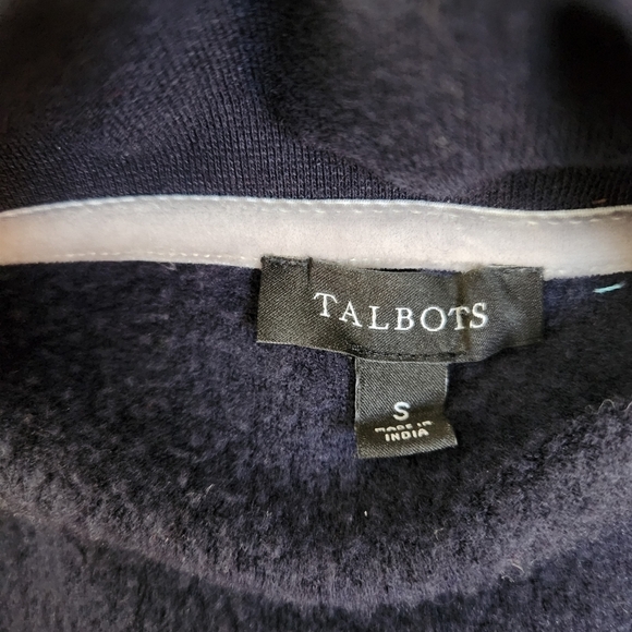 Talbots Blue Sweater Top S Engraved Snowflakes Sweater Top Moc Neck - Picture 3 of 9